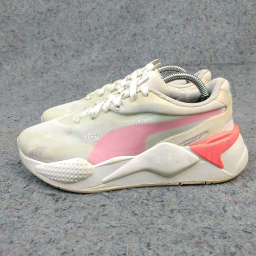 Puma RS-X Womens 6.5 Running Shoes Trainers Athletic White Pink 371640-01