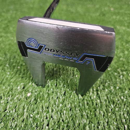 Odyssey Works Versa 7 350g Putter - Left Handed 35" Mallet Silver Blue Golf Club