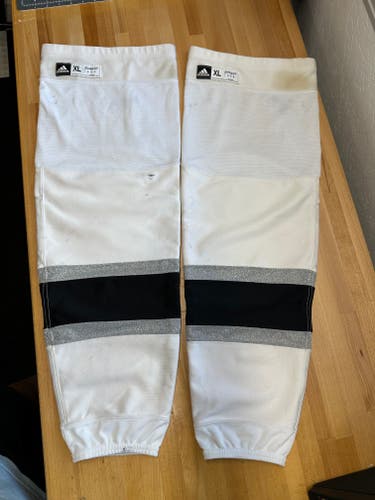 LA Kings White Adidas XL Pro Stock Socks