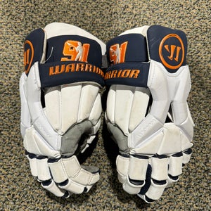White Used Warrior Burn Pro Lacrosse Gloves 12" Team 91