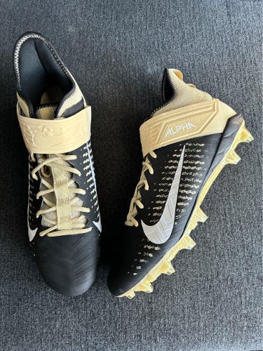Nike Alpha Menace Pro 2 Mid Black/Gold Football Cleats Size 15