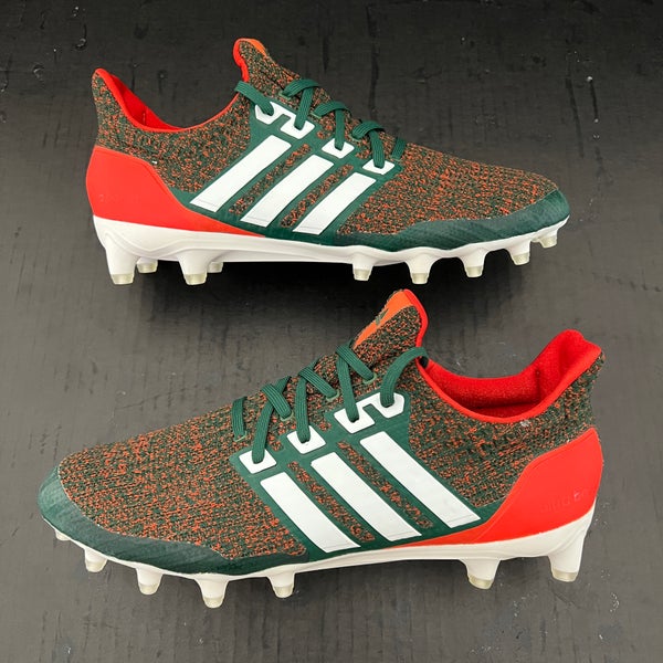 Size 9) Adidas UltraBoost 'Miami Hurricanes' Cleats Team