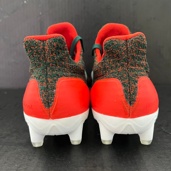 Size 9) Adidas UltraBoost 'Miami Hurricanes' Cleats Team