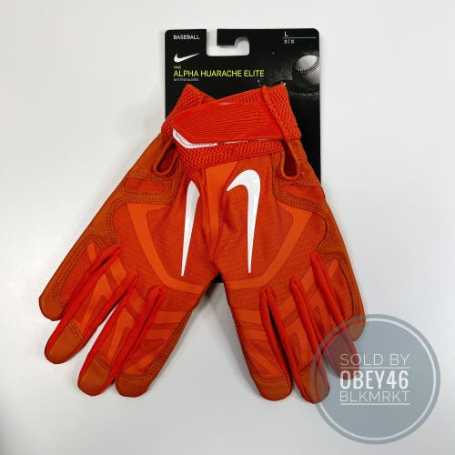 Nike Alpha Huarache Elite Batting Gloves Baseball  Orange