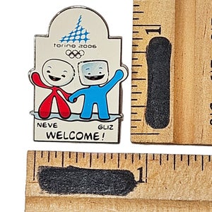 20th Winter Olympic Games - Mascots Neve & Gliz Welcome Pin - Turin, Italy 2006