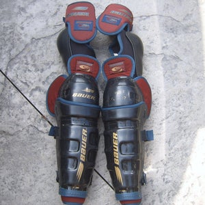 Great Condition Bauer Hockey Elbow and Shin Pads Set Senior Medium and 14"