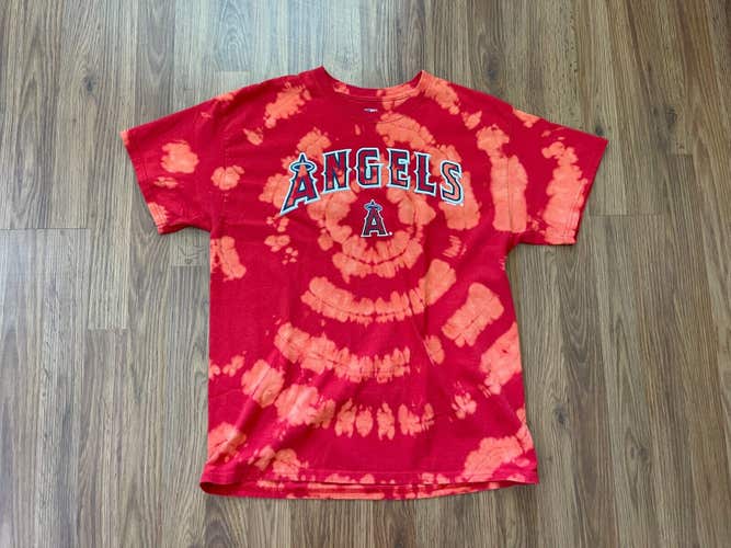 Los Angeles Angels MLB BASEBALL REVERSE TIE DYE Red Size Large T Shirt