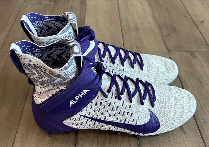 Size 12.5 Nike Alpha Menace Elite 2 Football Cleats Purple White LSU Washington