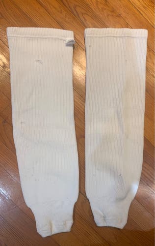 White Hockey Knit Socks