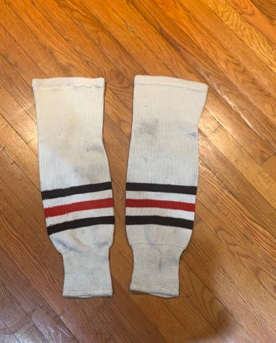 White Chicago Blackhawks Style Hockey  Socks