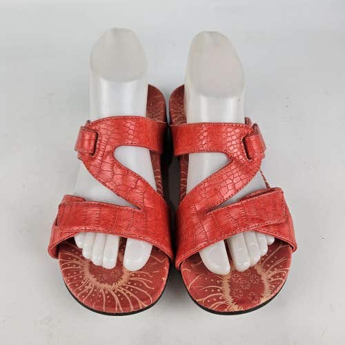 Vionic Lauren Women's Red Croc Embossed Leather Open Toe Sandals Size 7