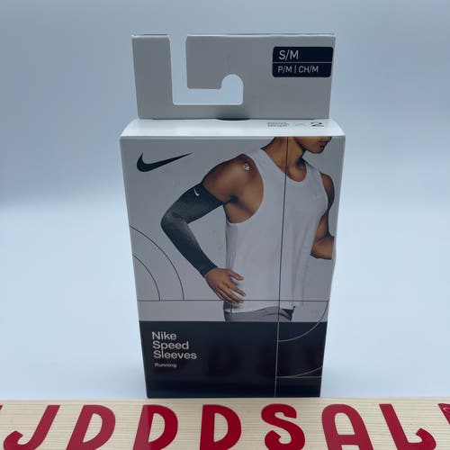 Nike Speed Sleeves Running Arm Sleeves Adult S/M Black/Grey/Silver NWT