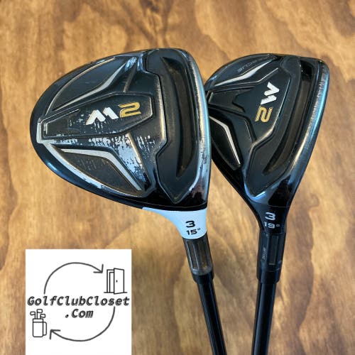 TaylorMade M2 3 Wood And 3 Hybrid / 15° And 19° Stiff Flex Shafts