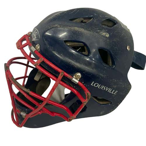 Used Louisville Slugger Catchers Helmet Nvy Red Yth Sm