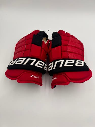 Used Carolina Hurricanes Stephan Bauer 15" Pro Stock Pro Series Gloves