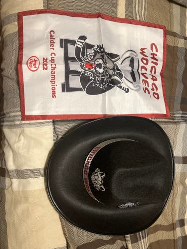 AHL Chicago Wolves cowboy hat and cloth
