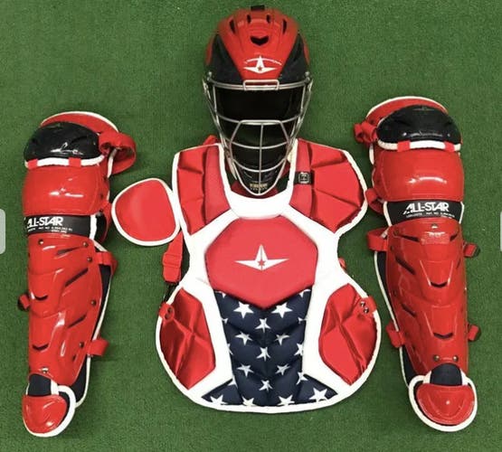 All Star System 7 Axis Youth 10-12 Catchers Gear Set Stars Stripes USA Flag