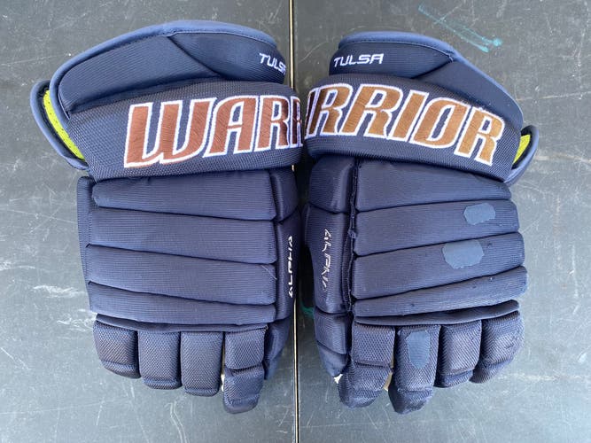 Warrior Alpha LX Pro Stock 14" Hockey Gloves Navy Blue OILERS 3745