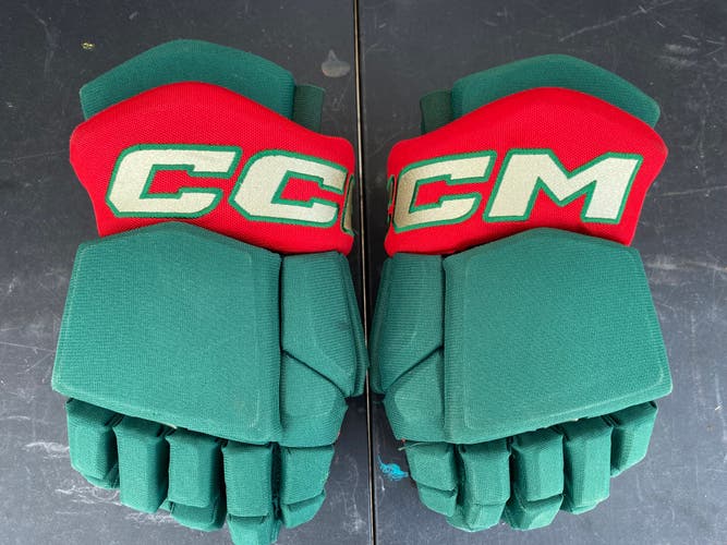CCM HGTK Tacks Pro Stock 14" Hockey Gloves WILD Green 3744