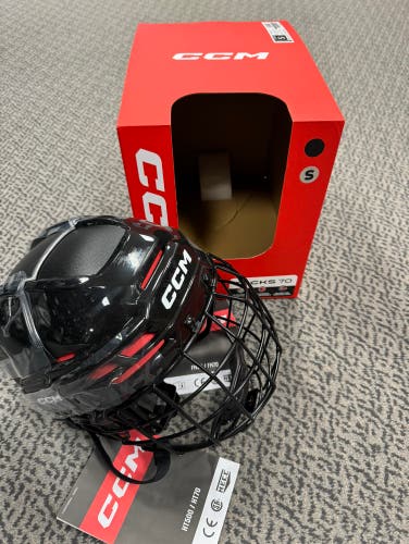 CCM Tacks 70 Black Small Combo helmet