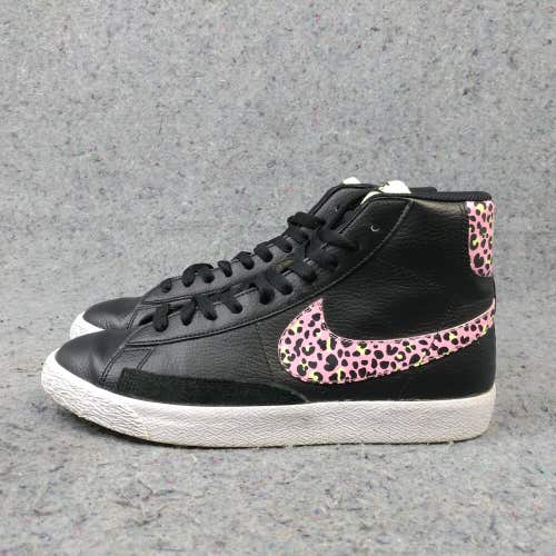 Nike Blazer Mid Girls 7Y Shoes Sneakers Black Pink Cheetah DA4674-001