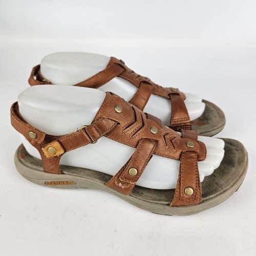 Merrell Sandals Womens Size 8 Select Grip Slingback Strap Tan Leather