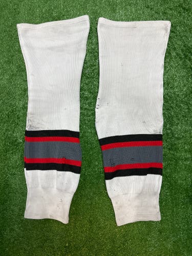 Knit Hockey Socks (White/Silver/Red/Black)