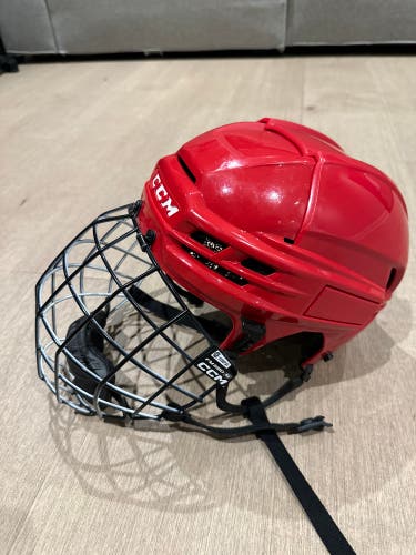 CCM Super Tacks X Red Helmet w/ Oreo Cage (Lightly Used)
