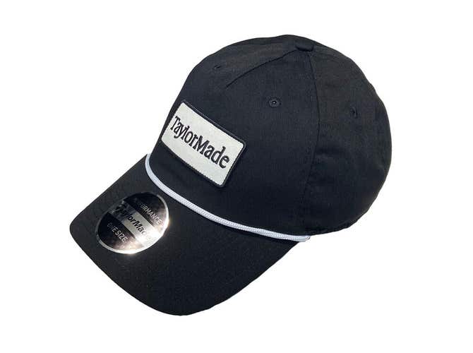 NEW TaylorMade Vintage 5 Panel Rope Black Adjustable Snapback Golf Hat/Cap