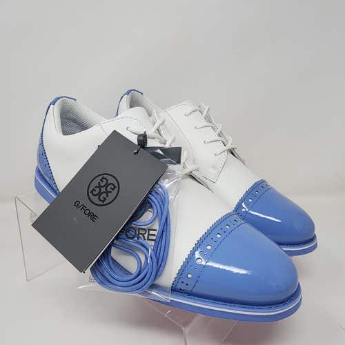 GFore Waterproof Golf Shoes Womens 8 Blue White Cap Toe Gallivanter Logo Lace Up