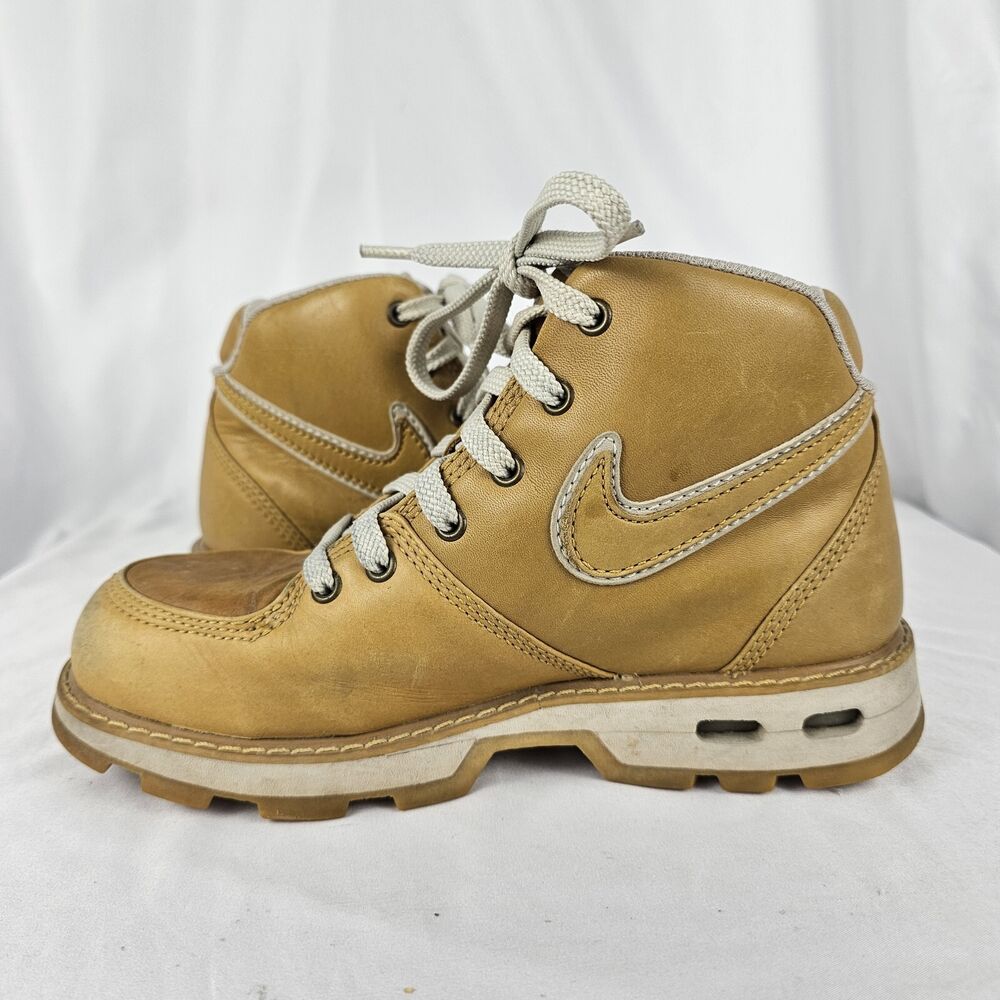 Nike Air Ecrof Tan Brown Leather Vtg Hiking Casual Boots Youth Sz ...