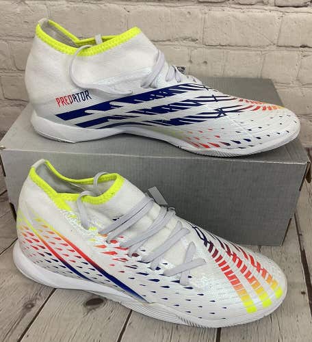 Adidas Predator Edge3 IN Unisex Indoor Soccer Shoes White Yellow US M 10 W 11