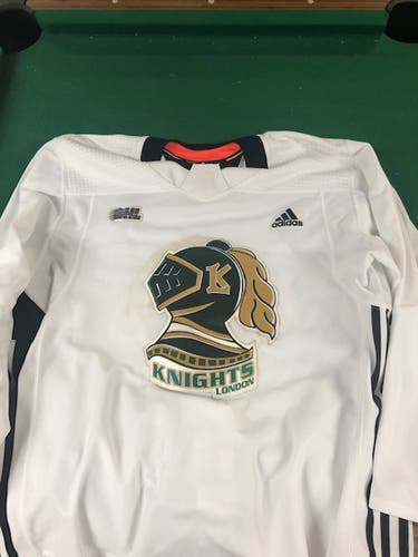 White Custom OHL London Knights Men's Practice Adidas Jersey - Size 56