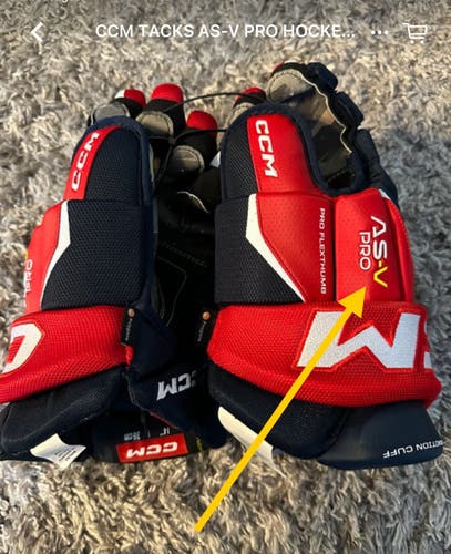 COLUMBUS BLUE JACKETS CCM TACKS AS-V PRO HOCKEY GLOVES | SENIOR • 14” • NAVY/RED/WHITE