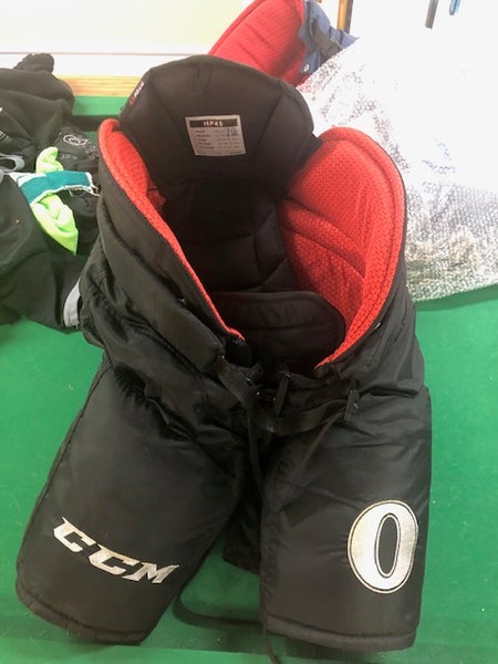 CCM Pro Stock L HP45 Hockey Pants - Ottawa Senators OTT Heritage Game - gameworn by Thomas Chabot