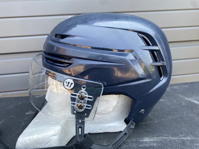 Warrior Alpha One Pro Hockey Helmet Pro Stock Medium Navy Blue Warrior Visor 3763