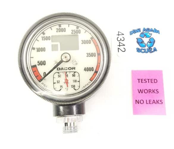Dacor 4500 PSI SPG Pressure Gauge Scuba Dive + Thermometer 4000            #4342