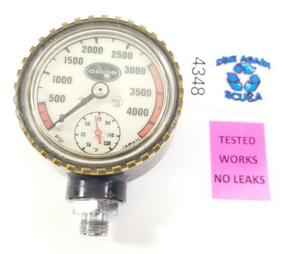 Dacor 4500 PSI SPG Pressure Gauge Scuba Dive + Thermometer 4000            #4348