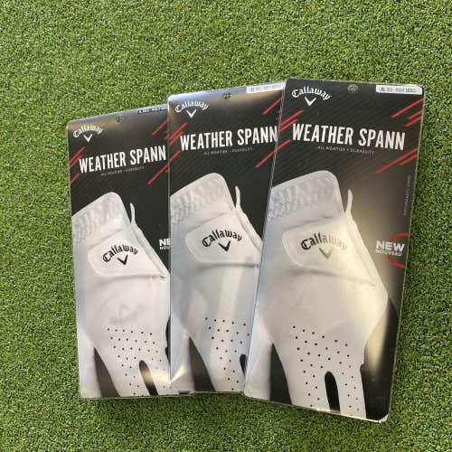 New Callway Weather Spann XL Right Handed Men’s Golf Gloves 3 Pack
