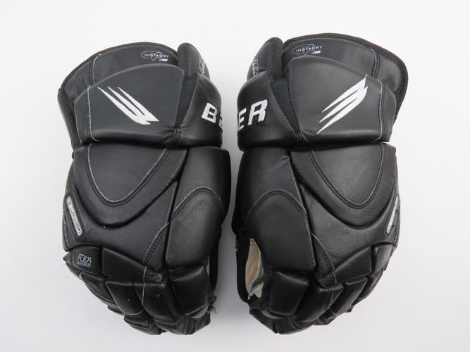 Vintage Bauer Vapor 10 Black Leather Ice Hockey Player Gloves Size Senior 15"