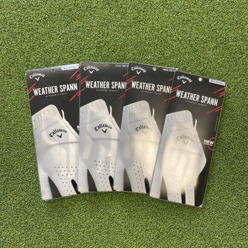 New Callaway Weather Spann Men’s Right Handed Medium Golf Gloves 4 Pack