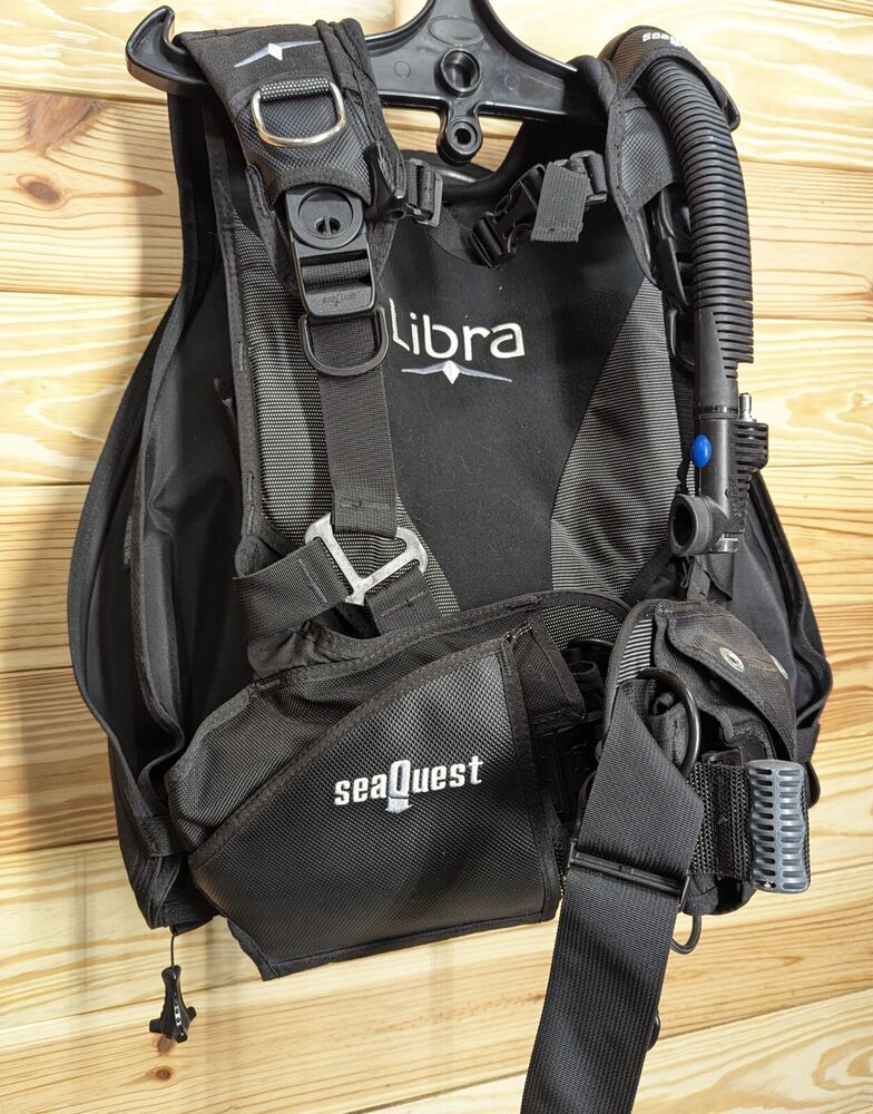 SeaQuest Pro QD Scuba BCD Vest w/ Air Source Inflator Hose AS-IS 