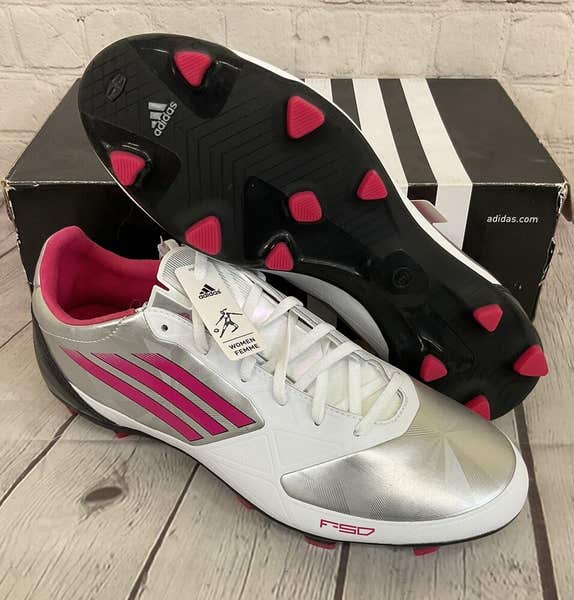 New w/o Box Adidas Adizero F50 TRX FG Leather Soccer Cleats Shoes Silver Mens 13 Adidas F50 Adizero IV FG Leather Mens Football Cleats White  main image 3
