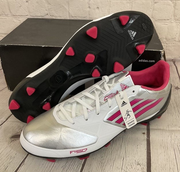 Adidas F50 TRX FG Women's Soccer Cleats Metallic Silver Bright Pink Black US 10