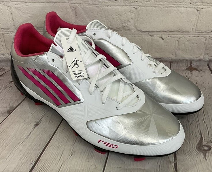 Adidas F50 TRX FG Women's Soccer Cleats Metallic Silver Bright Pink Black US 10