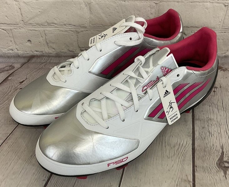 Adidas F50 TRX FG Women's Soccer Cleats Metallic Silver Bright Pink Black US 10