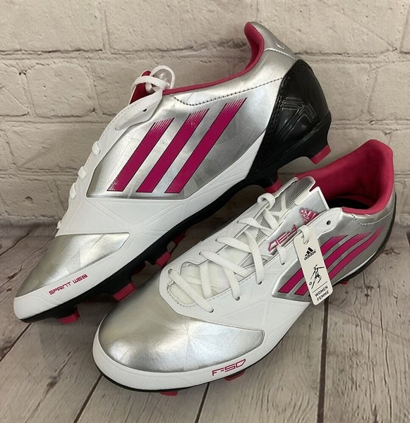 Adidas F50 TRX FG Women's Soccer Cleats Metallic Silver Bright Pink Black US 10