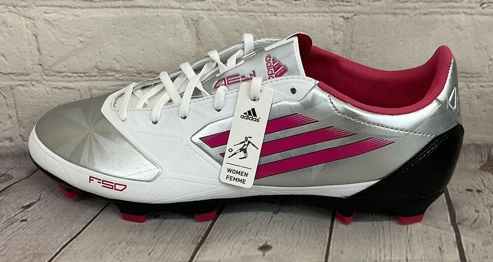 Adidas F50 TRX FG Women's Soccer Cleats Metallic Silver Bright Pink Black US 10