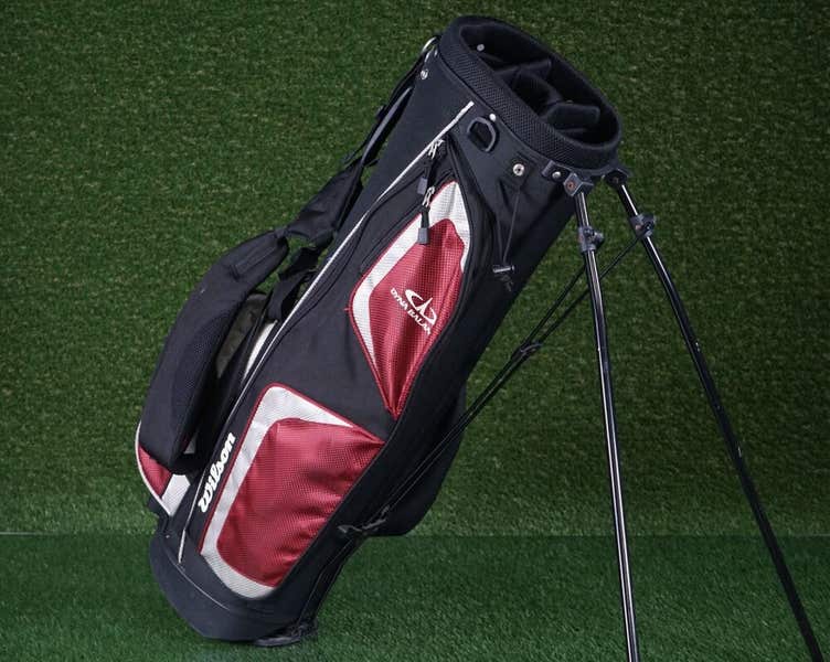 WILSON DYNA BALANCE STAND BAG 4 WAY DIVIDERS GOLF BAG, BLACK / RED