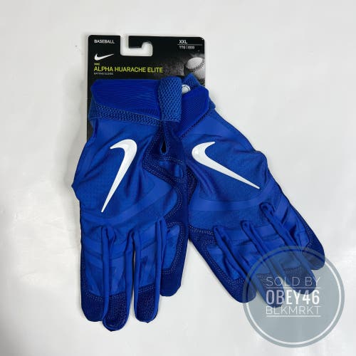 Nike Alpha Huarache Elite Baseball Batting Gloves Blue 2XL